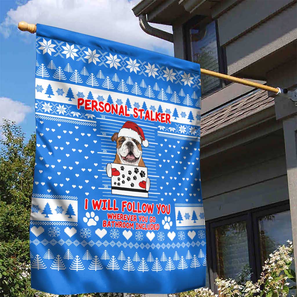 Christmas Stalker Bulldog Garden Flag Xmas Holiday Patterns - Wonder Print Shop