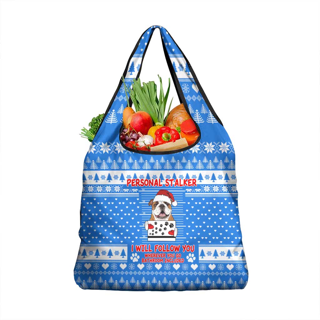 Christmas Stalker Bulldog Grocery Bag Xmas Holiday Patterns - Wonder Print Shop