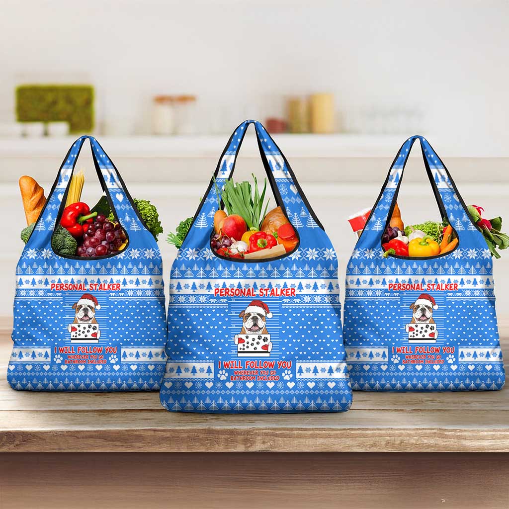 Christmas Stalker Bulldog Grocery Bag Xmas Holiday Patterns - Wonder Print Shop