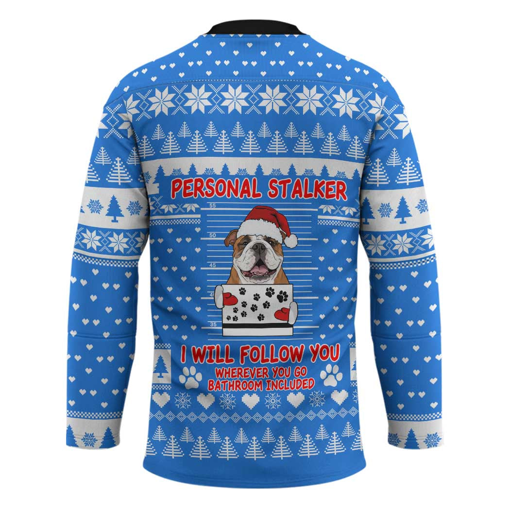 Christmas Stalker Bulldog Hockey Jersey Xmas Holiday Patterns - Wonder Print Shop