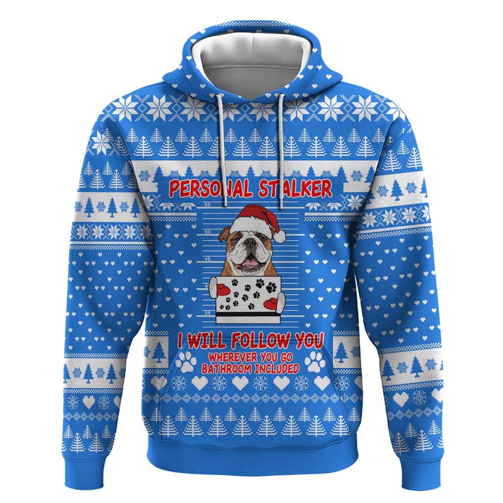 Christmas Stalker Bulldog Hoodie Xmas Holiday Patterns - Wonder Print Shop