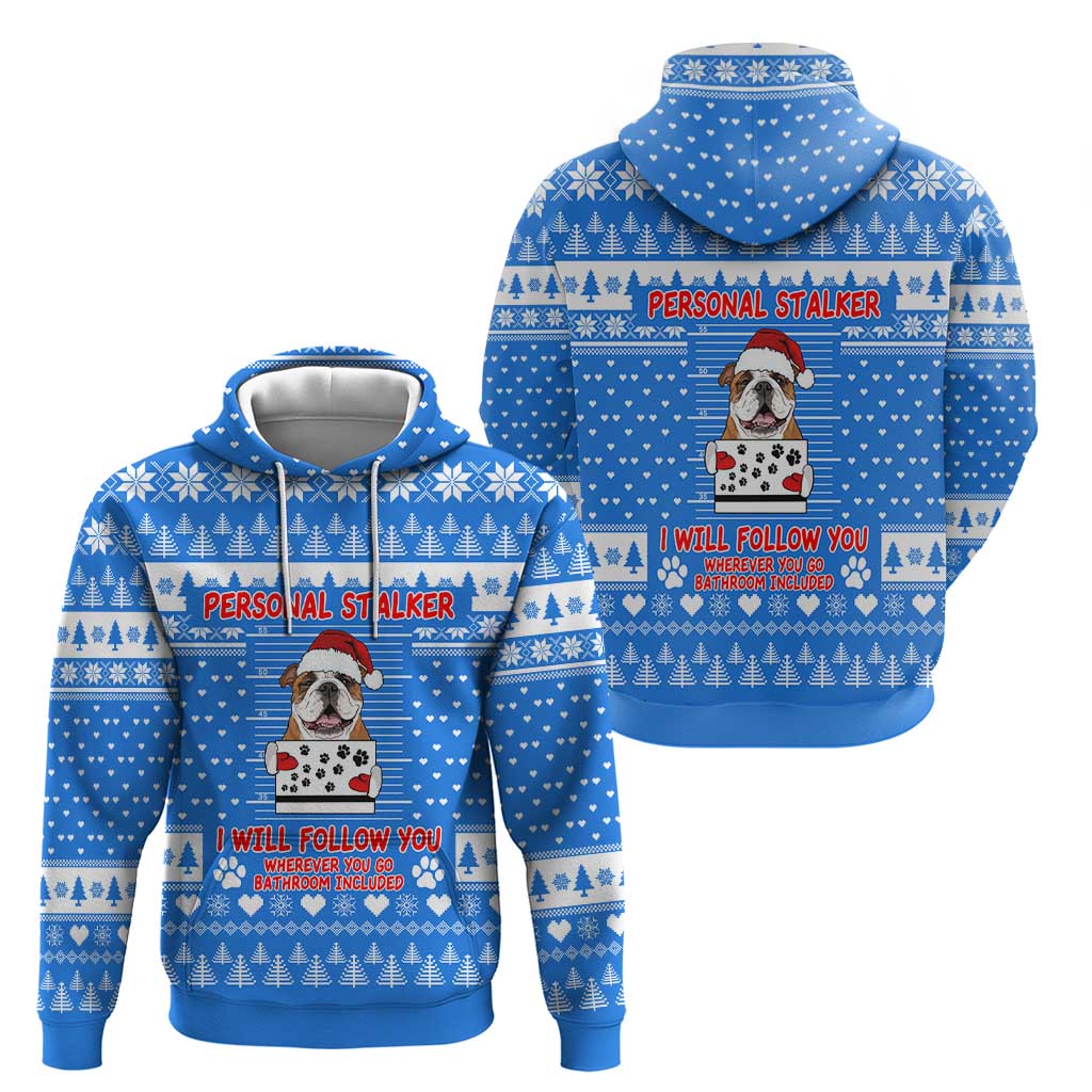 Christmas Stalker Bulldog Hoodie Xmas Holiday Patterns - Wonder Print Shop