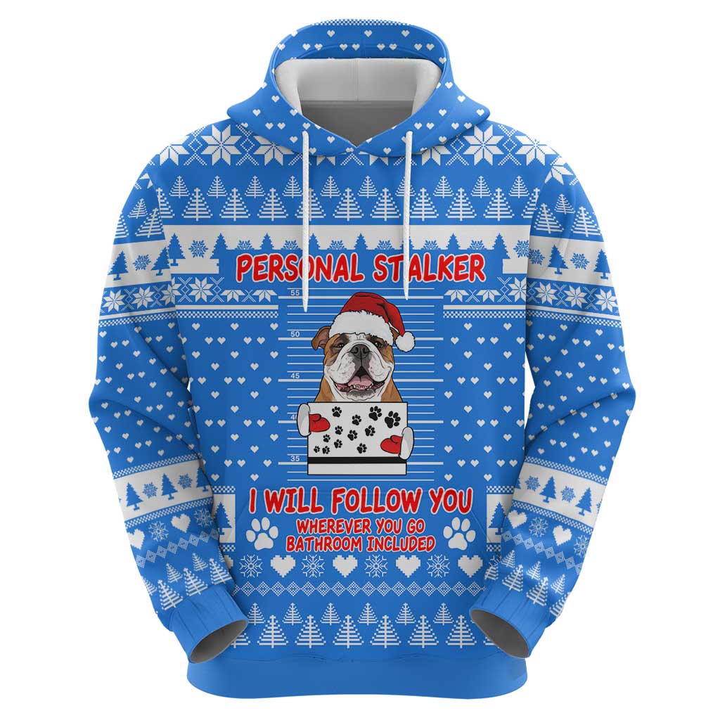 Christmas Stalker Bulldog Hoodie Xmas Holiday Patterns - Wonder Print Shop