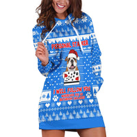 Christmas Stalker Bulldog Hoodie Dress Xmas Holiday Patterns - Wonder Print Shop