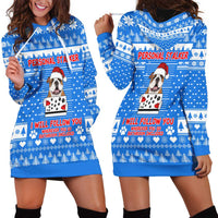 Christmas Stalker Bulldog Hoodie Dress Xmas Holiday Patterns - Wonder Print Shop