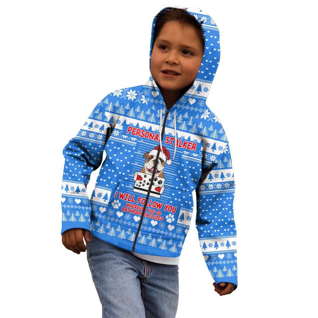 Christmas Stalker Bulldog Kid Hoodie Xmas Holiday Patterns - Wonder Print Shop