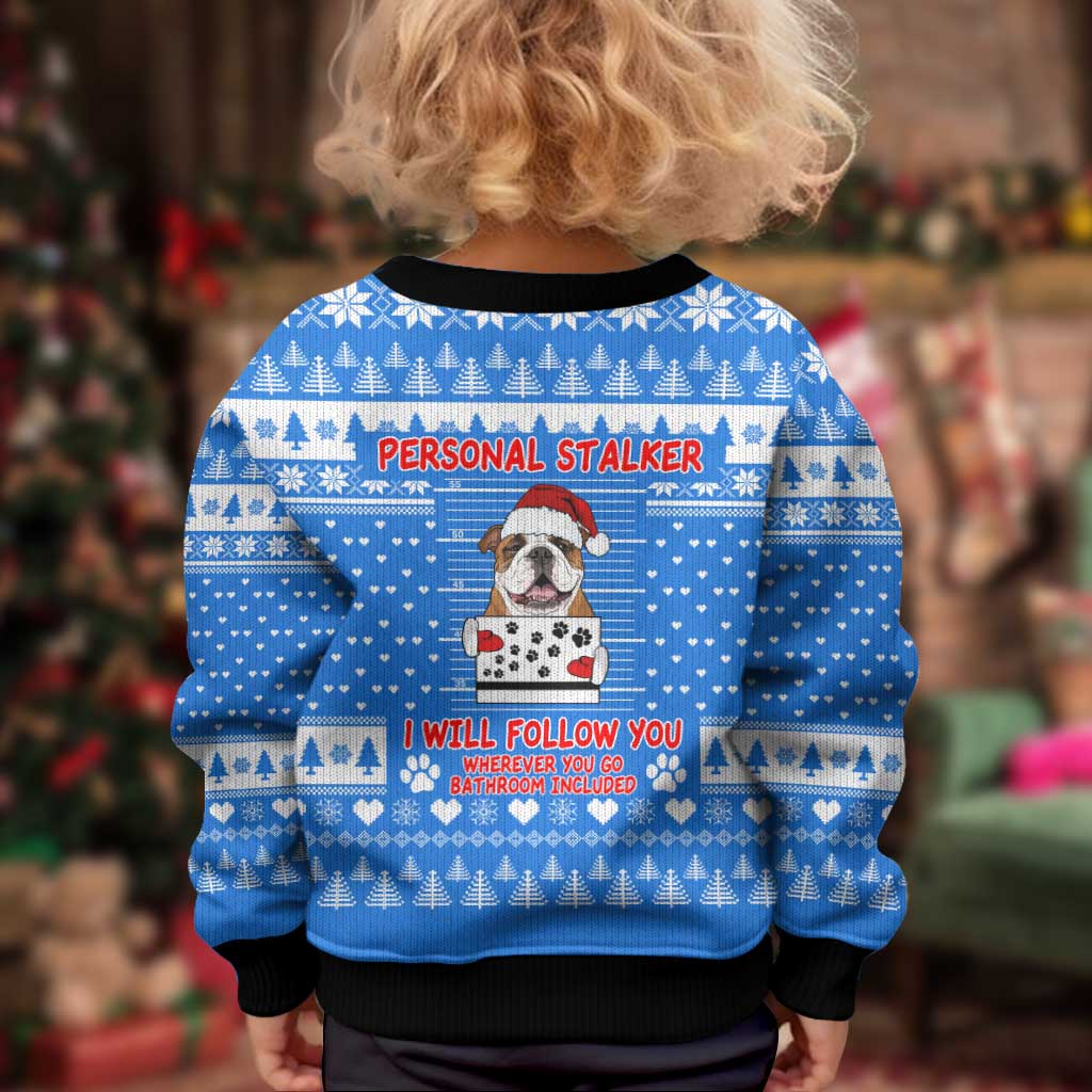 Christmas Stalker Bulldog Kid Ugly Christmas Sweater Xmas Holiday Patterns - Wonder Print Shop