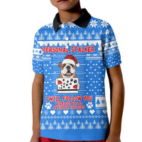 Christmas Stalker Bulldog Kid Polo Shirt Xmas Holiday Patterns - Wonder Print Shop