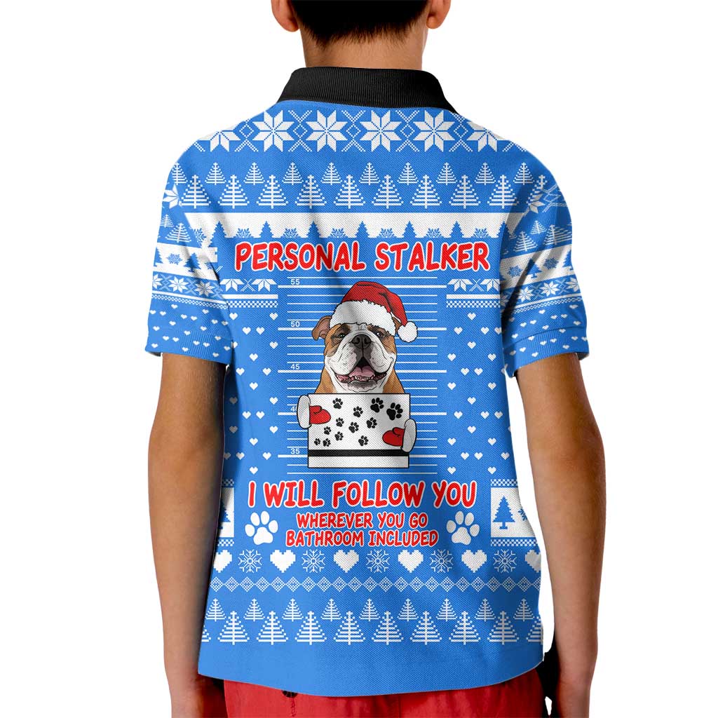 Christmas Stalker Bulldog Kid Polo Shirt Xmas Holiday Patterns - Wonder Print Shop