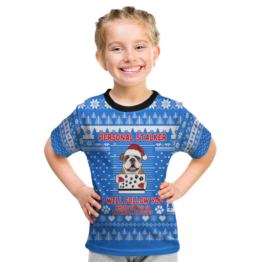 Christmas Stalker Bulldog Kid T Shirt Xmas Holiday Patterns - Wonder Print Shop