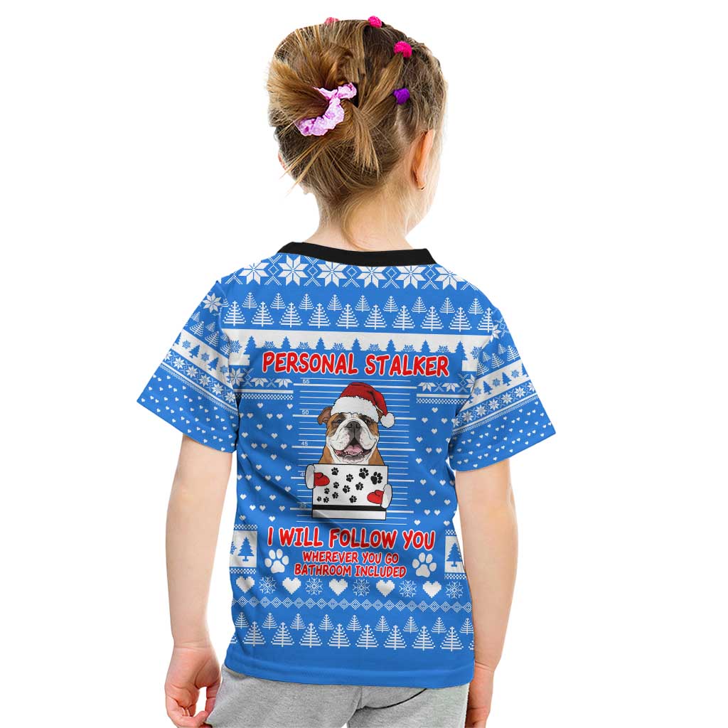 Christmas Stalker Bulldog Kid T Shirt Xmas Holiday Patterns - Wonder Print Shop