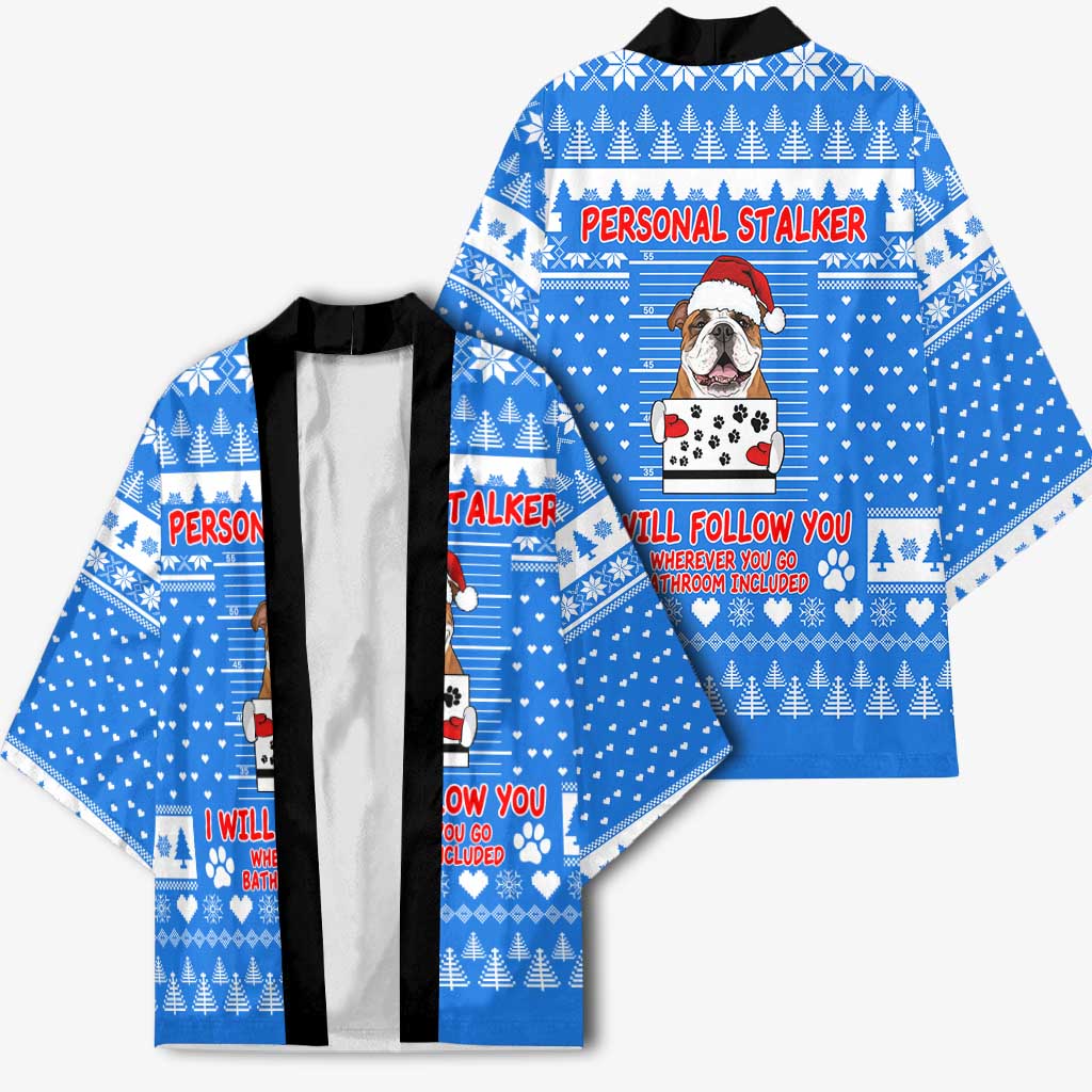 Christmas Stalker Bulldog Kimono Xmas Holiday Patterns - Wonder Print Shop