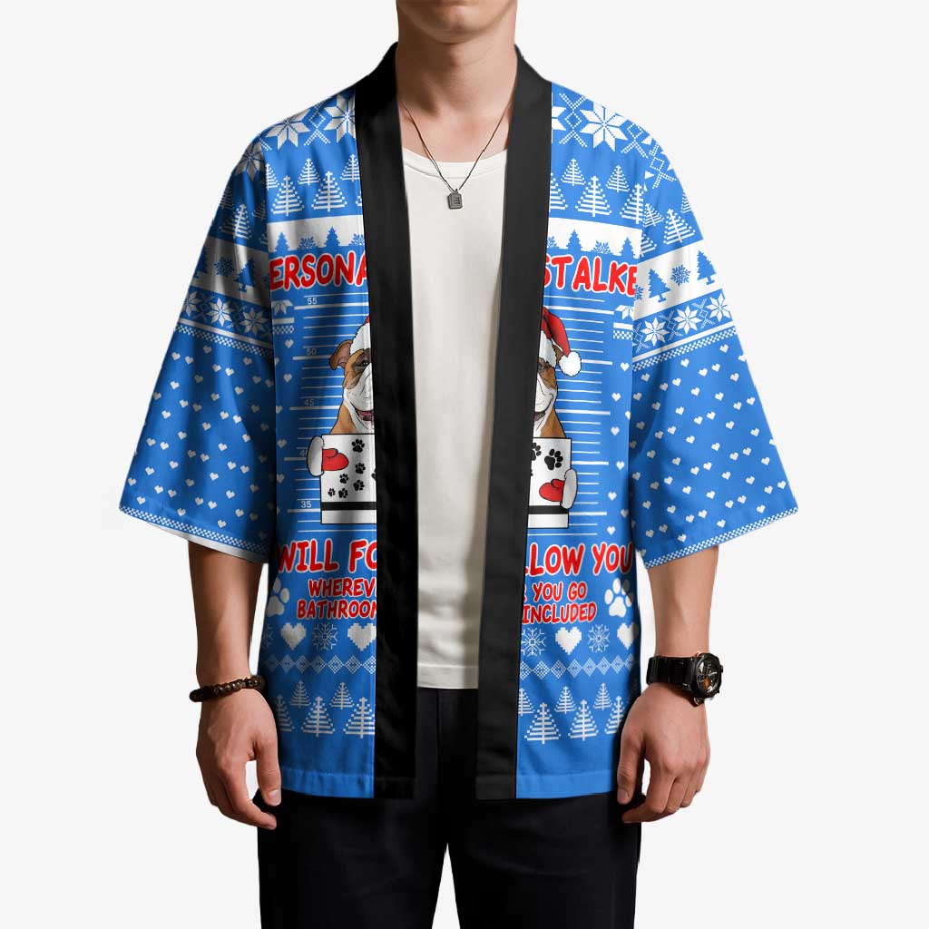 Christmas Stalker Bulldog Kimono Xmas Holiday Patterns - Wonder Print Shop