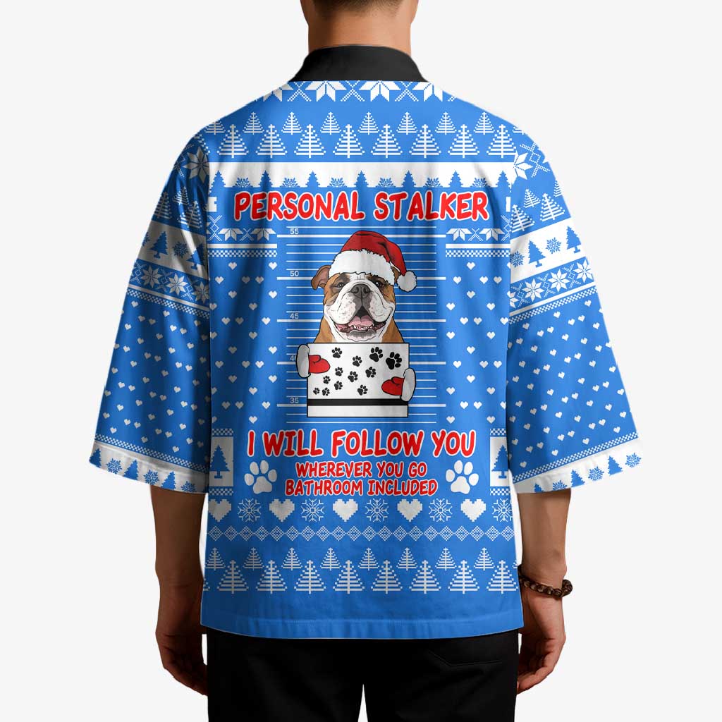 Christmas Stalker Bulldog Kimono Xmas Holiday Patterns - Wonder Print Shop