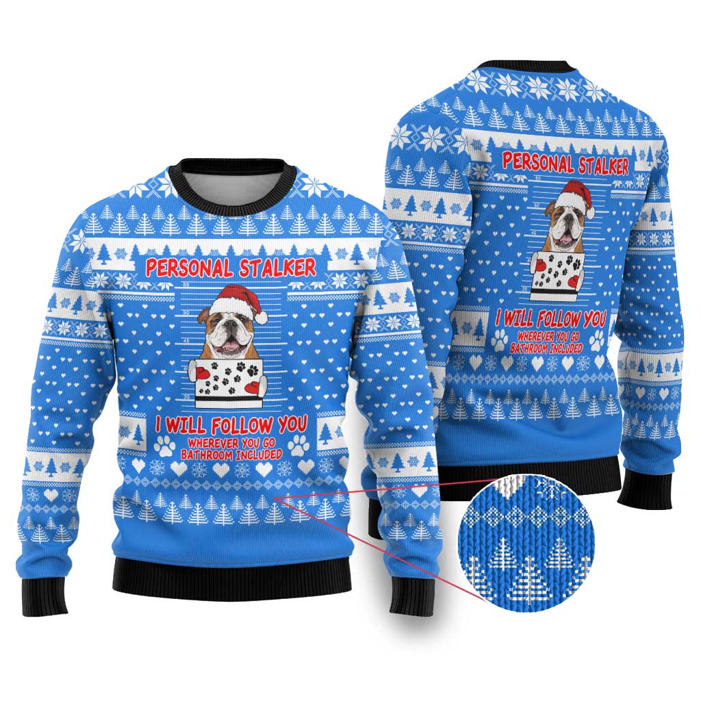 Christmas Stalker Bulldog Ugly Christmas Sweater Xmas Holiday Patterns - Wonder Print Shop