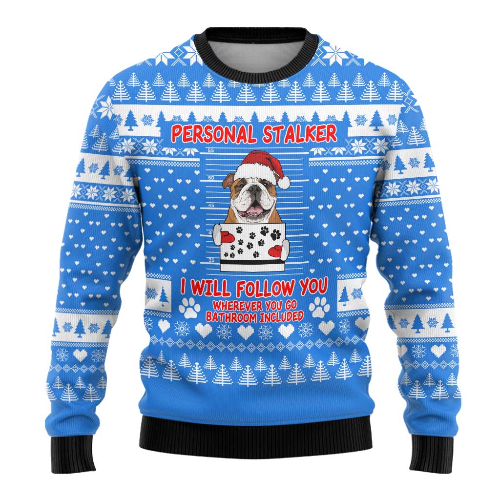 Christmas Stalker Bulldog Ugly Christmas Sweater Xmas Holiday Patterns - Wonder Print Shop