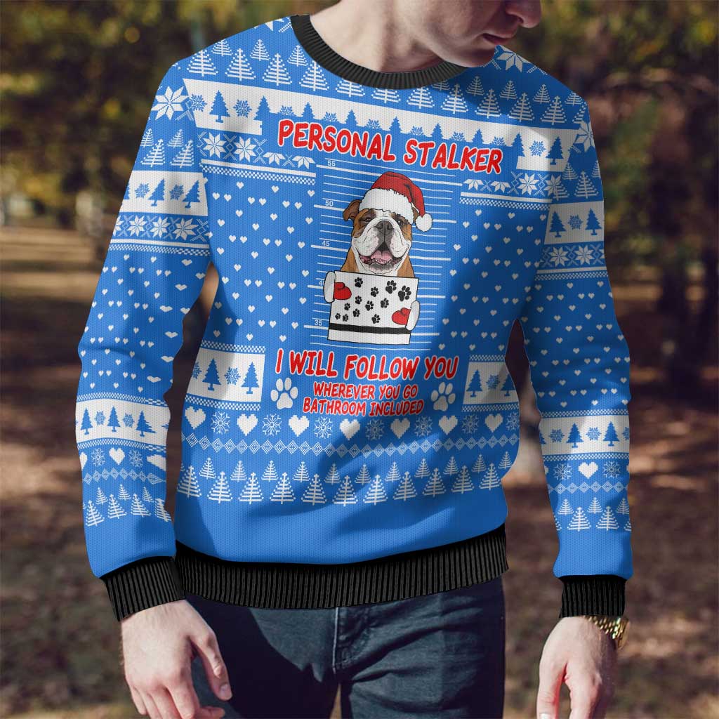 Christmas Stalker Bulldog Ugly Christmas Sweater Xmas Holiday Patterns - Wonder Print Shop