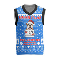 Christmas Stalker Bulldog Christmas Knitted V-Neck Vest Xmas Holiday Patterns - Wonder Print Shop
