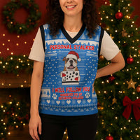 Christmas Stalker Bulldog Christmas Knitted V-Neck Vest Xmas Holiday Patterns - Wonder Print Shop