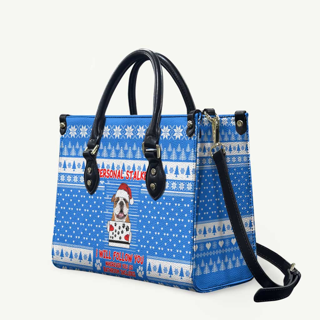 Christmas Stalker Bulldog Leather Bag Xmas Holiday Patterns - Wonder Print Shop
