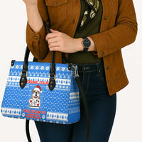Christmas Stalker Bulldog Leather Bag Xmas Holiday Patterns - Wonder Print Shop