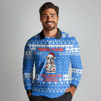 Christmas Stalker Bulldog Long Sleeve Polo Shirt Xmas Holiday Patterns - Wonder Print Shop