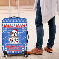 Christmas Stalker Bulldog Luggage Cover Xmas Holiday Patterns - Wonder Print Shop