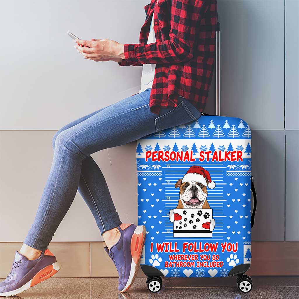 Christmas Stalker Bulldog Luggage Cover Xmas Holiday Patterns - Wonder Print Shop