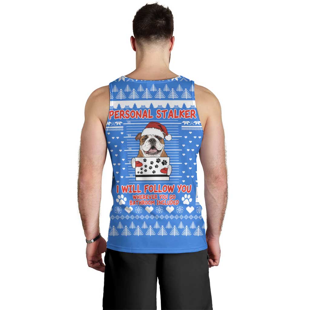 Christmas Stalker Bulldog Men Tank Top Xmas Holiday Patterns - Wonder Print Shop