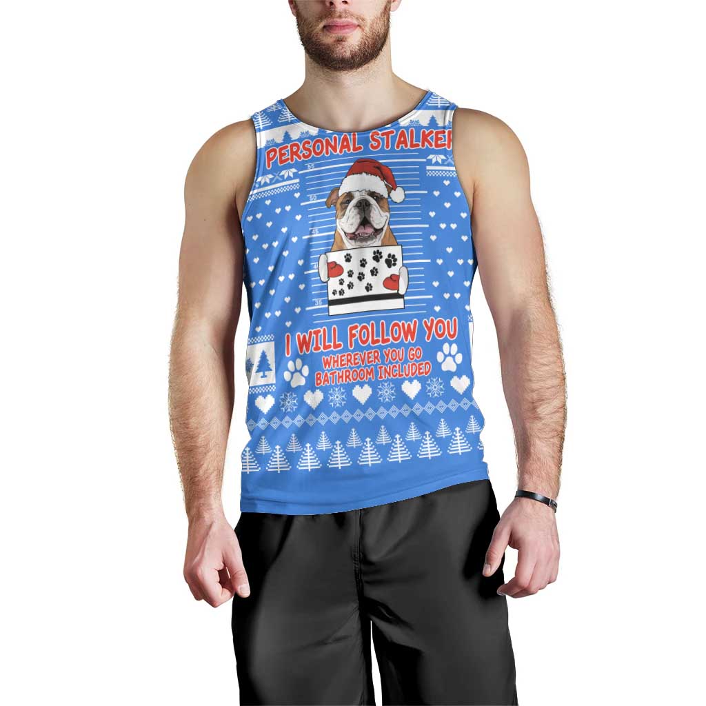 Christmas Stalker Bulldog Men Tank Top Xmas Holiday Patterns - Wonder Print Shop