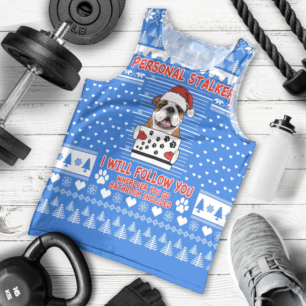 Christmas Stalker Bulldog Men Tank Top Xmas Holiday Patterns - Wonder Print Shop