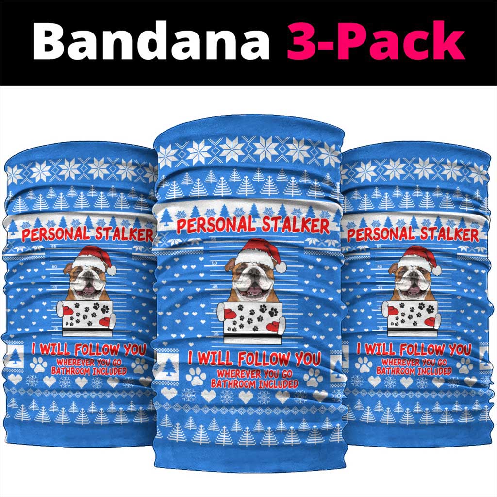 Christmas Stalker Bulldog Neck Gaiter Xmas Holiday Patterns - Wonder Print Shop