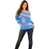 Christmas Stalker Bulldog Off Shoulder Sweater Xmas Holiday Patterns - Wonder Print Shop