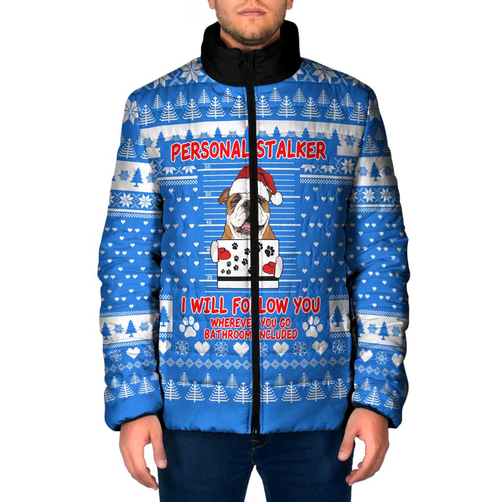 Christmas Stalker Bulldog Padded Jacket Xmas Holiday Patterns - Wonder Print Shop