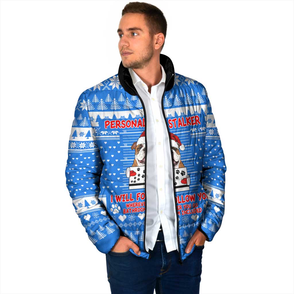 Christmas Stalker Bulldog Padded Jacket Xmas Holiday Patterns - Wonder Print Shop