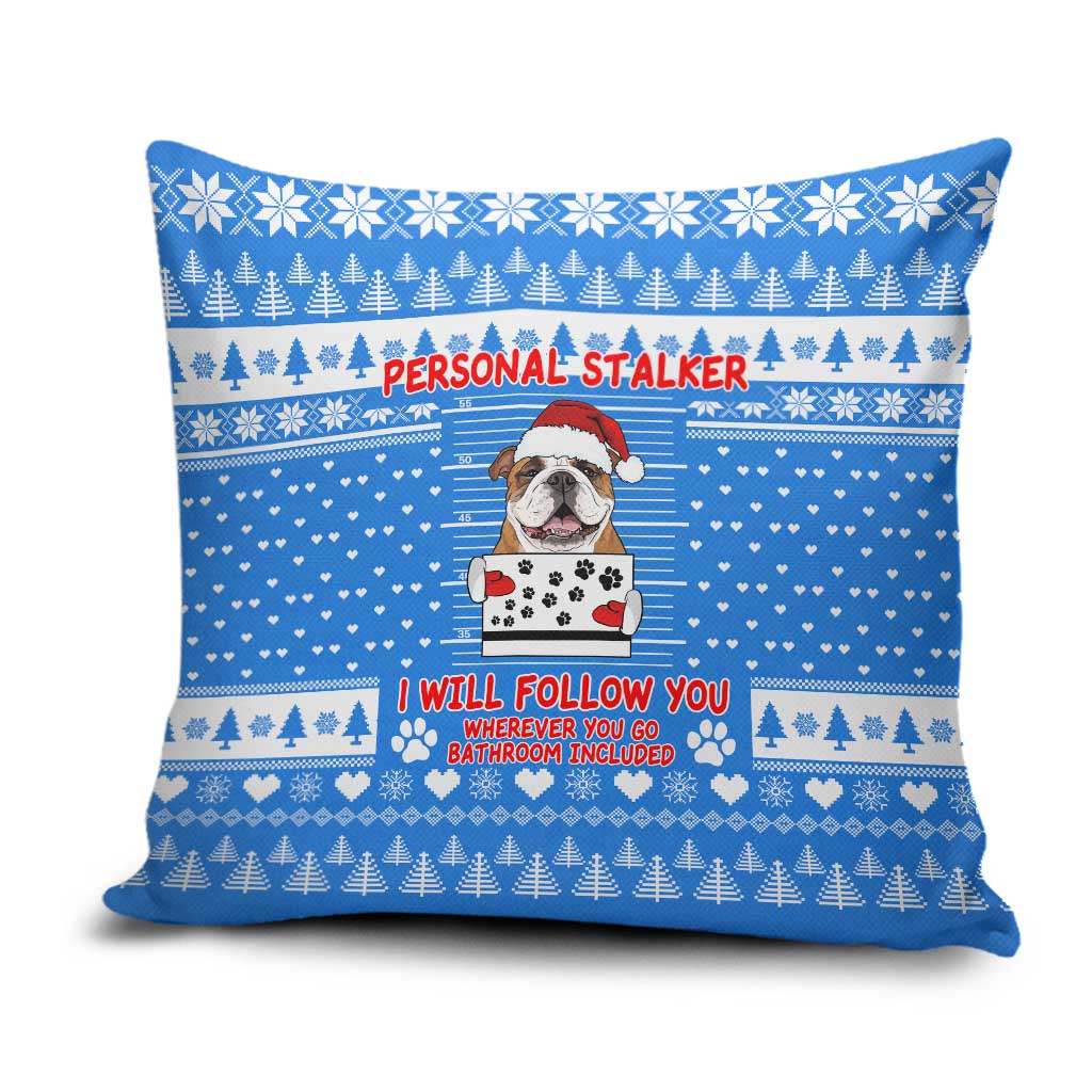 Christmas Stalker Bulldog Pillow Cover Xmas Holiday Patterns - Wonder Print Shop