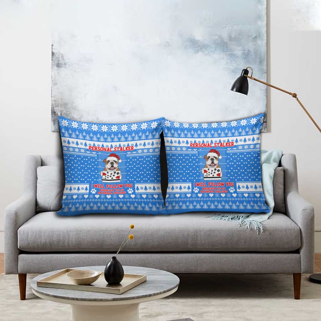Christmas Stalker Bulldog Pillow Cover Xmas Holiday Patterns - Wonder Print Shop