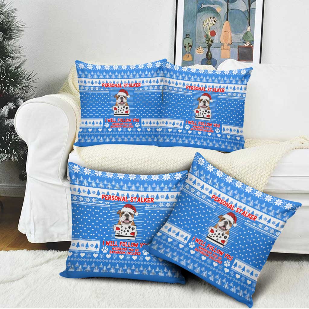 Christmas Stalker Bulldog Pillow Cover Xmas Holiday Patterns - Wonder Print Shop