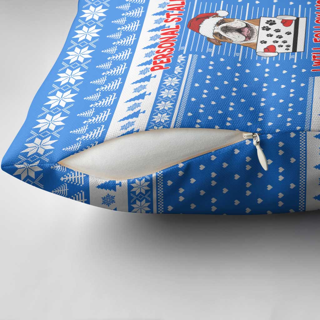 Christmas Stalker Bulldog Pillow Cover Xmas Holiday Patterns - Wonder Print Shop