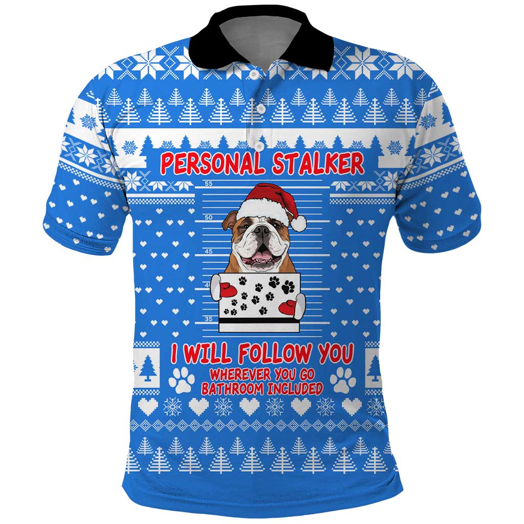 Christmas Stalker Bulldog Polo Shirt Xmas Holiday Patterns - Wonder Print Shop