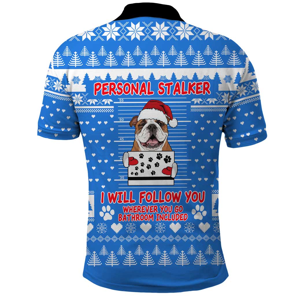Christmas Stalker Bulldog Polo Shirt Xmas Holiday Patterns - Wonder Print Shop