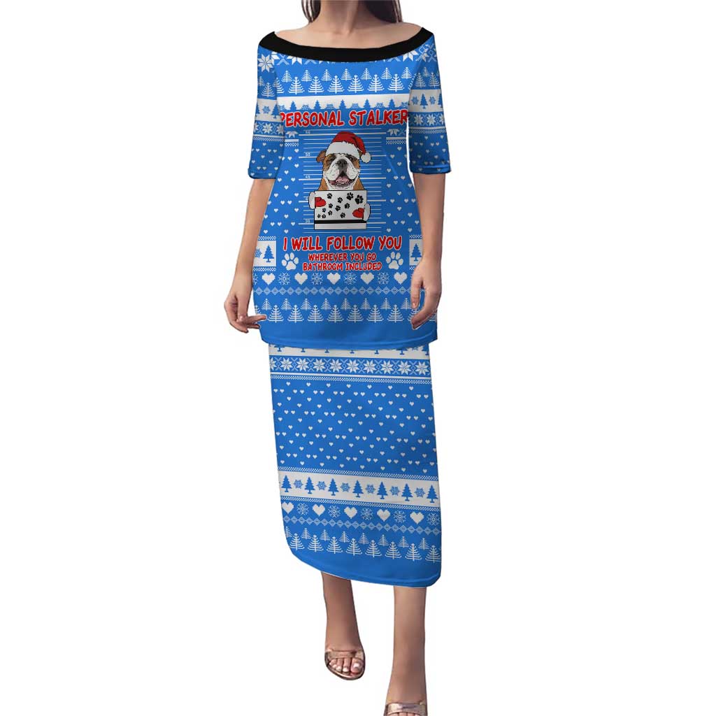 Christmas Stalker Bulldog Puletasi Xmas Holiday Patterns - Wonder Print Shop