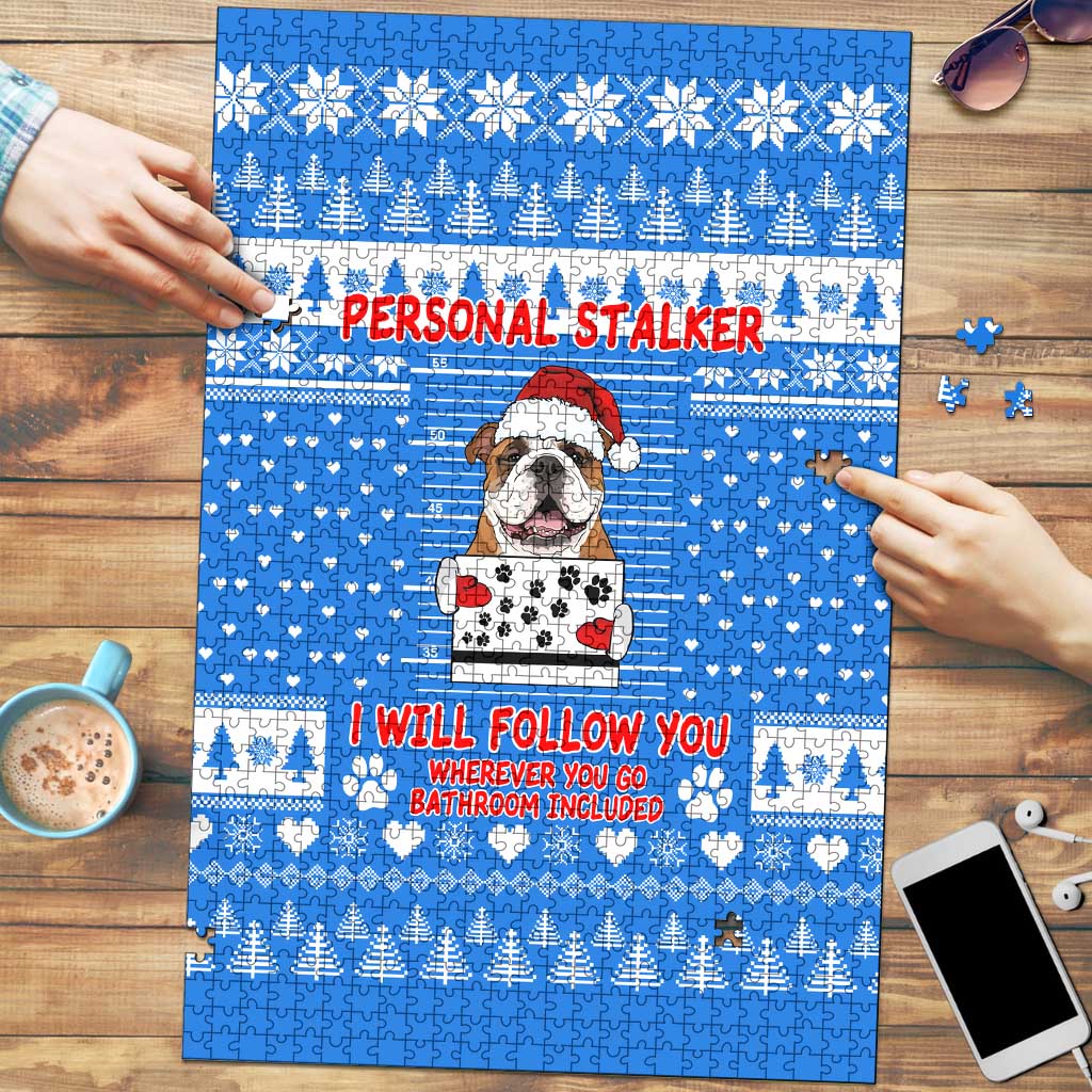 Christmas Stalker Bulldog Puzzle Xmas Holiday Patterns - Wonder Print Shop