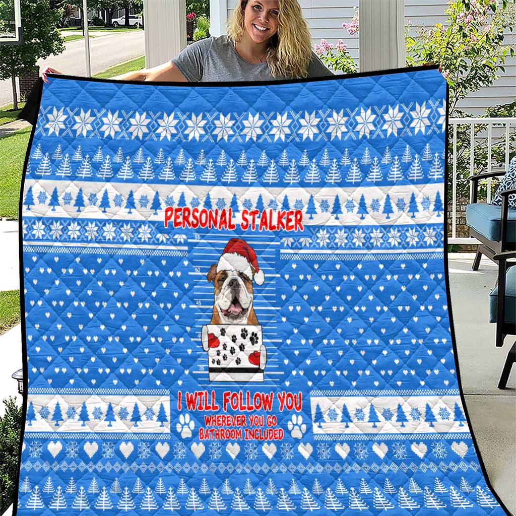 Christmas Stalker Bulldog Quilt Xmas Holiday Patterns - Wonder Print Shop