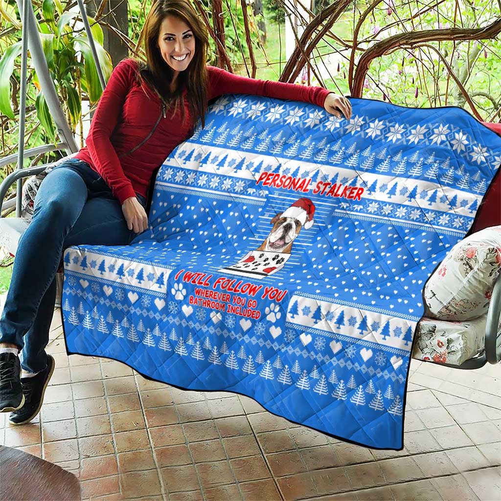 Christmas Stalker Bulldog Quilt Xmas Holiday Patterns - Wonder Print Shop