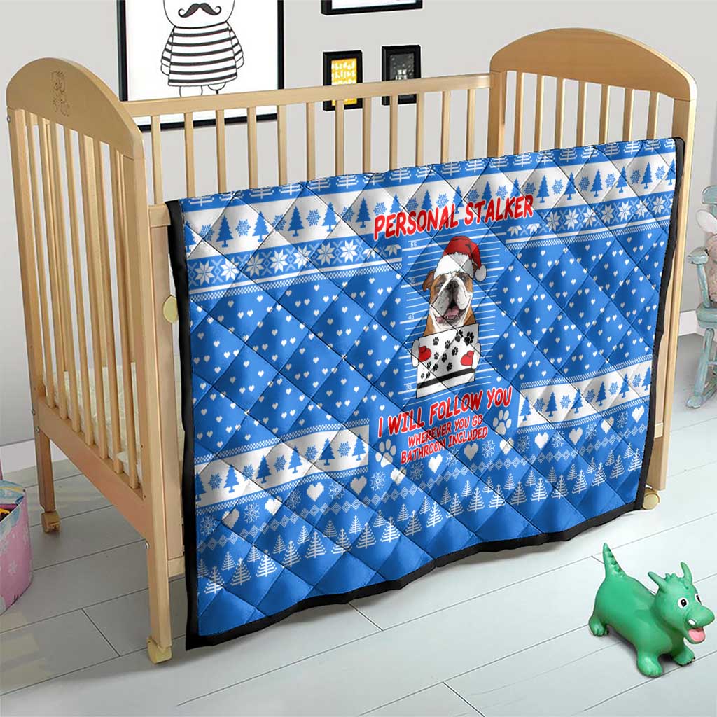 Christmas Stalker Bulldog Quilt Xmas Holiday Patterns - Wonder Print Shop