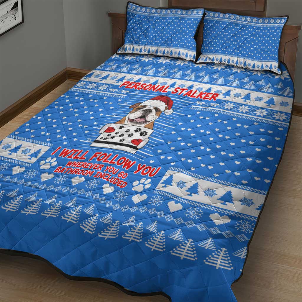 Christmas Stalker Bulldog Quilt Bed Set Xmas Holiday Patterns - Wonder Print Shop
