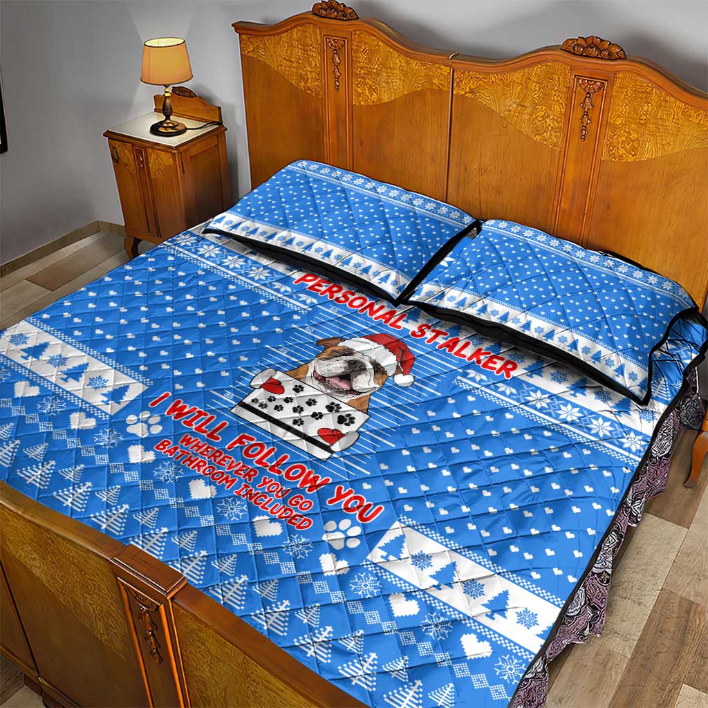 Christmas Stalker Bulldog Quilt Bed Set Xmas Holiday Patterns - Wonder Print Shop