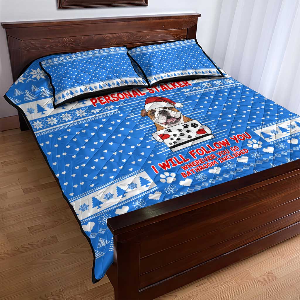 Christmas Stalker Bulldog Quilt Bed Set Xmas Holiday Patterns - Wonder Print Shop