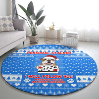 Christmas Stalker Bulldog Round Carpet Xmas Holiday Patterns - Wonder Print Shop